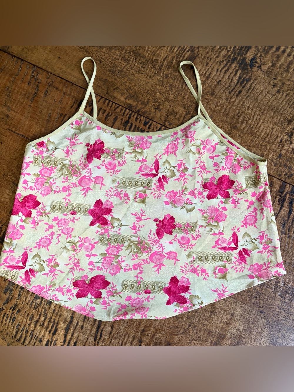 Y2K Vintage Feris Pink Floral Botanical Camisole Cami Top Tank L
